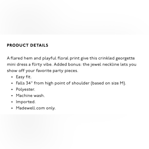 NWT Madewell Crinkle ‘Georgette’ Floral Mini Dress in Deep Indigo Size Medium - Picture 10 of 10